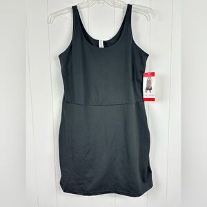 NWT ELLE SPORT  Women Sz M Black Tennis Sports Dress W Inner Shorts Side Pockets